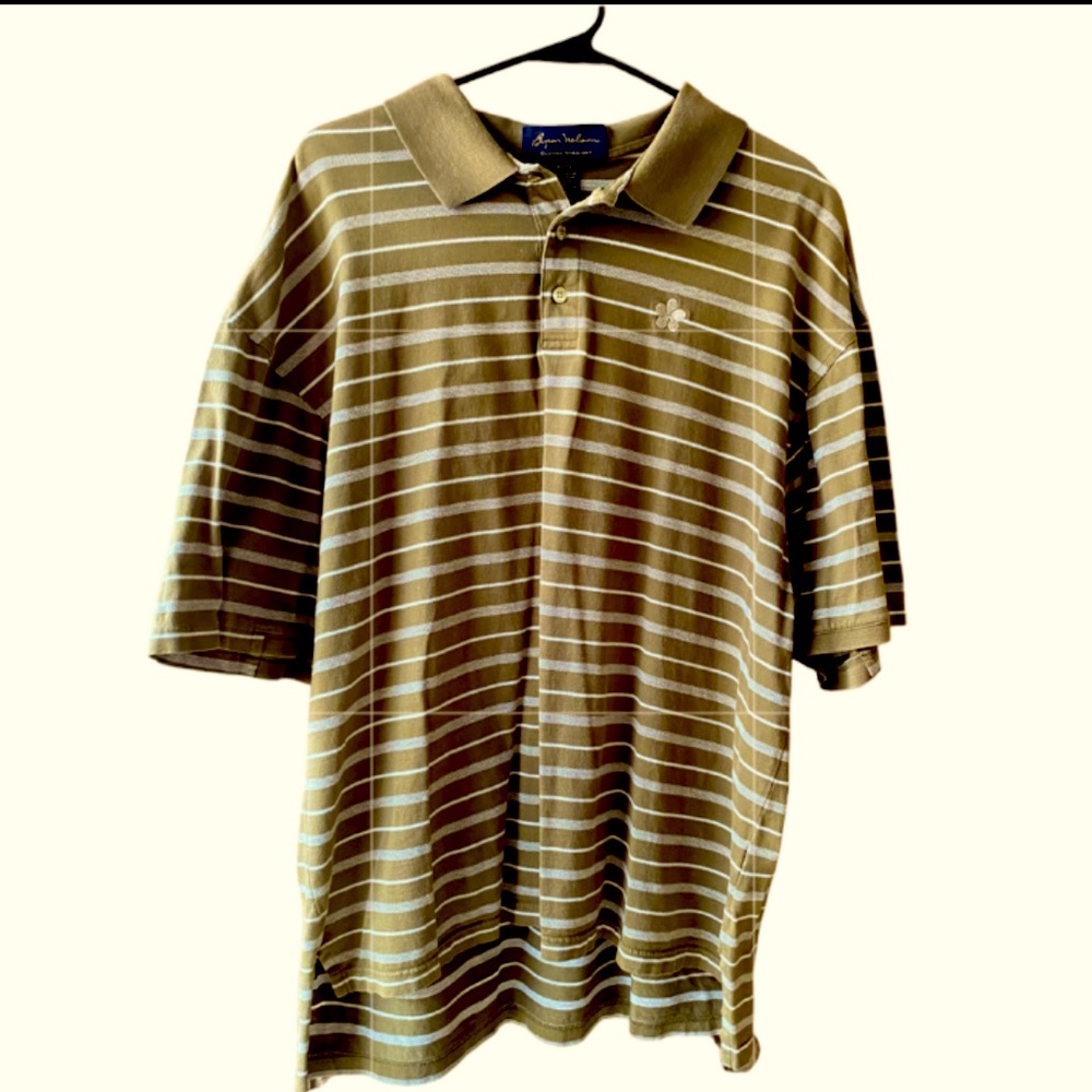 Byron Nelson Eleven Straight Brown & White Striped Mauna Kea Golf Shirt